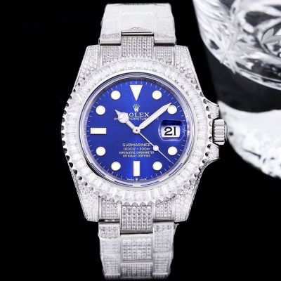 GB Factory Faux Rolex Submariner Silver steel case with White diamond diameter 40mm Watch